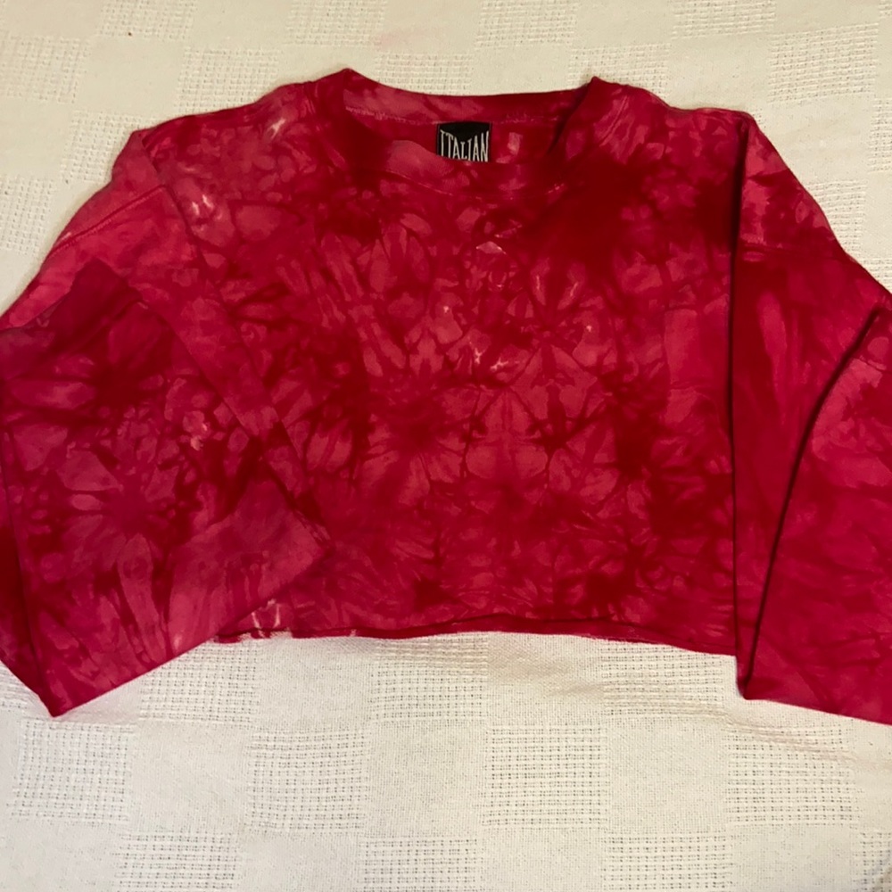 Pink Marbled Oversize Low Cropped Sweater